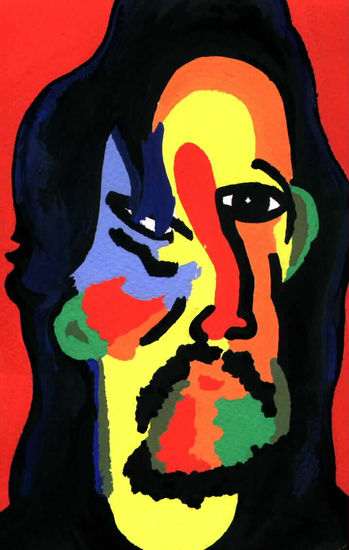 Autorretrato con fondo rojo Gouache Papel Retrato