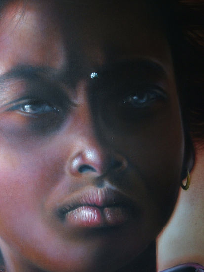 detalles de la obra "la hija del sol" Oil Canvas Portrait