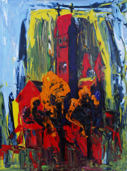 La iglesia católica roja Oil Canvas Landscaping