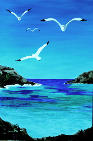 Las gaviotas Oil Canvas Marine Painting