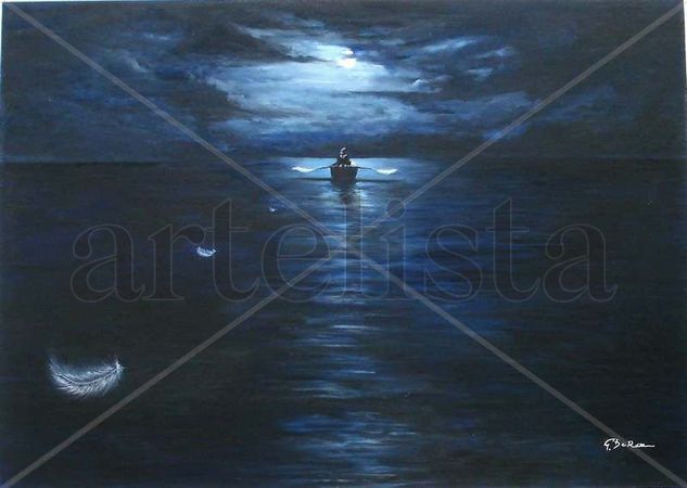 "La Soledad" Oil Panel Marine Painting