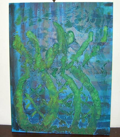 Piña verde  sobre fondo azul Oil Canvas Figure Painting