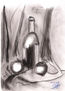 Botella y manzanas