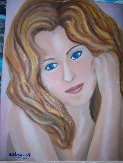 chica en rosa Oil Canvas Portrait