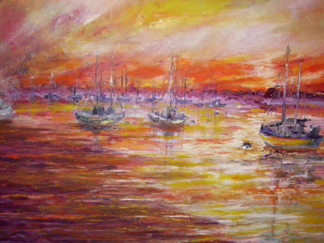 Marina crepuscular Oil Canvas Landscaping