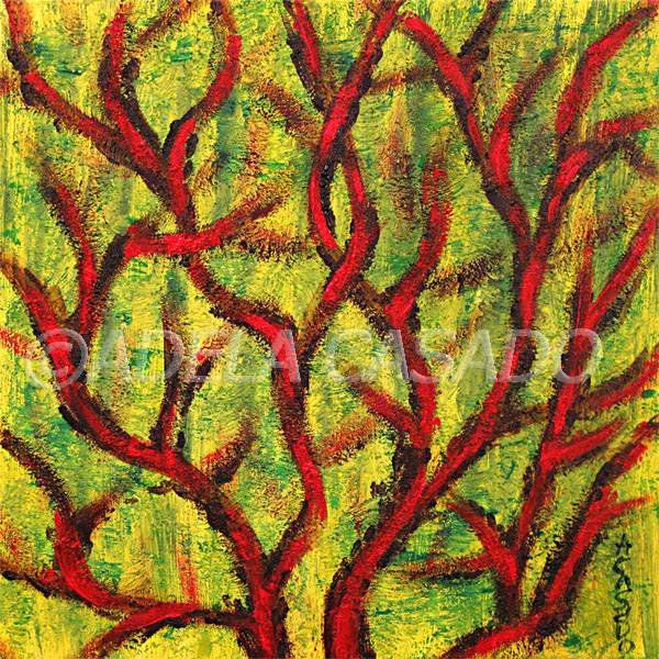 RAMAS ROJAS SOBRE  VERDES  (ADELA CASADO)