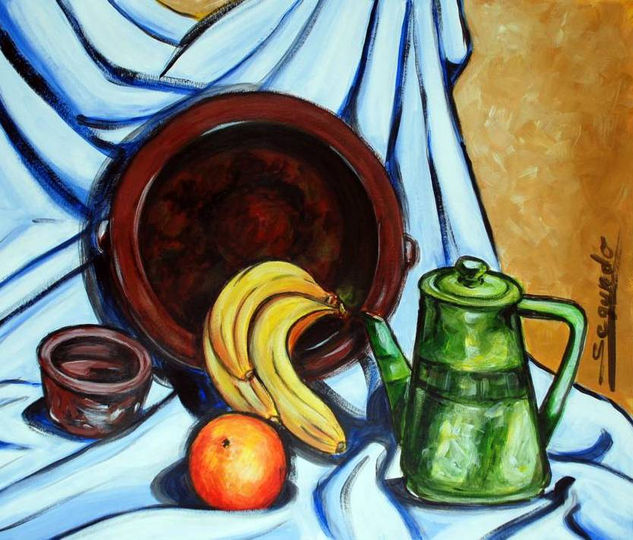 BODEGON CAZUELA Acrylic Card Still Life Paintings