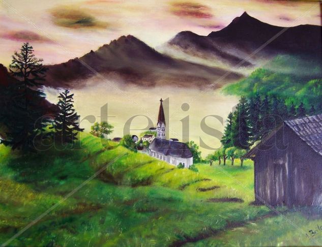 valle del Tirol Oil Canvas Landscaping