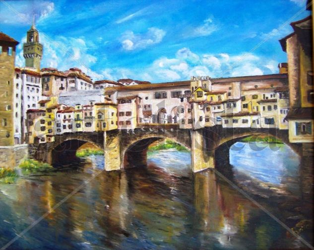 Il Ponte Vecchio Óleo Lienzo Paisaje