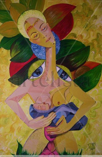 La Maternidad Acrylic Canvas Figure Painting