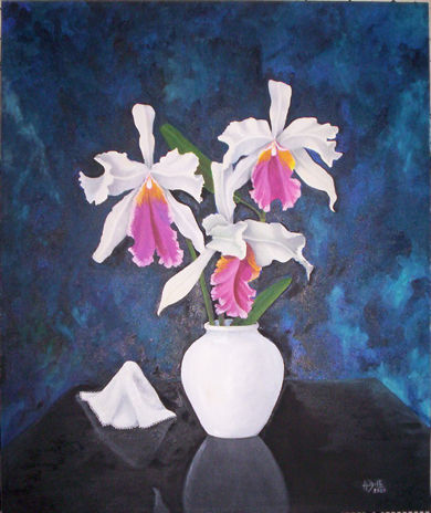 Orquideas con pañuelo Oil Canvas