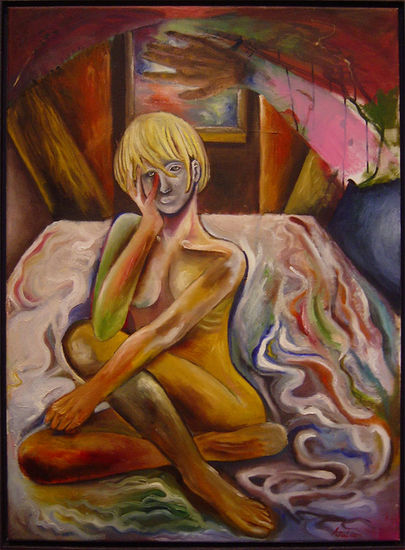 Desnudo a través de Ojos Ácidos Oil Canvas