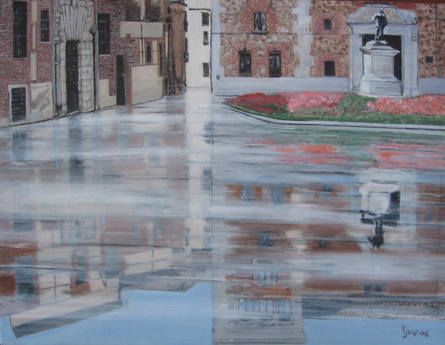 Madrid, Plaza de la Villla Oil Canvas Landscaping