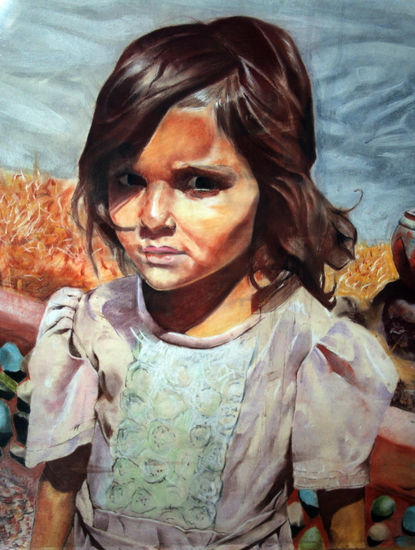 Niña guatemalteca Pastel Papel Retrato