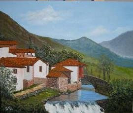 LA RIERA ( CANGAS DE ONIS ) Oil Panel Landscaping