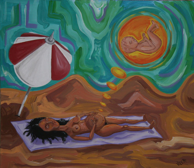 Embarazo al sol Acrylic Canvas Nude Paintings