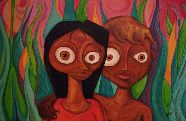 Pareja de dos Acrylic Canvas Portrait