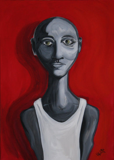 Rojo y negro Acrylic Canvas Portrait