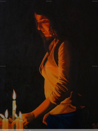 A la luz de las velas Oil Canvas Figure Painting