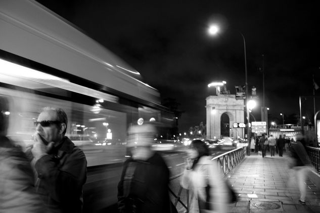 waiting bus Travel Black and White (Digital)