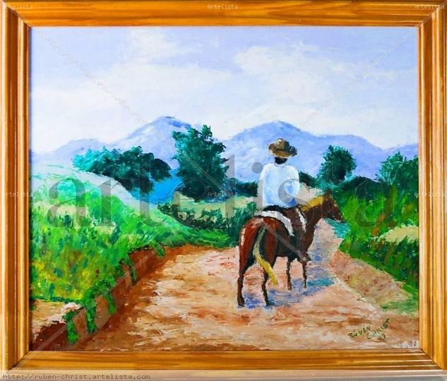 camino a la casa Oil Canvas Landscaping