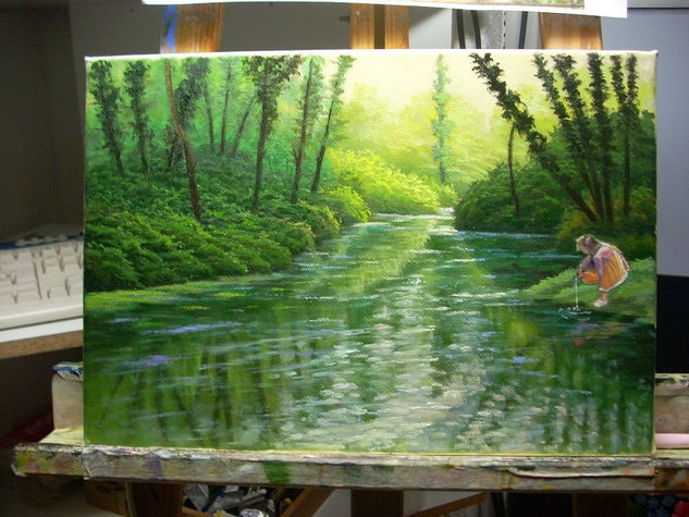 un lago Óleo Lienzo Paisaje