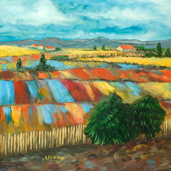 campo de flores Oil Canvas Landscaping