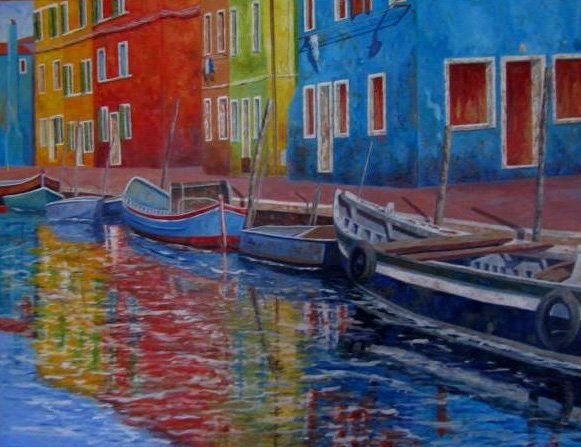 BURANO- ITALIA Oil Canvas Landscaping