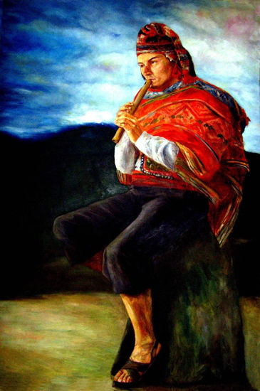 Musico cusqueno, cusco Óleo Lienzo Paisaje