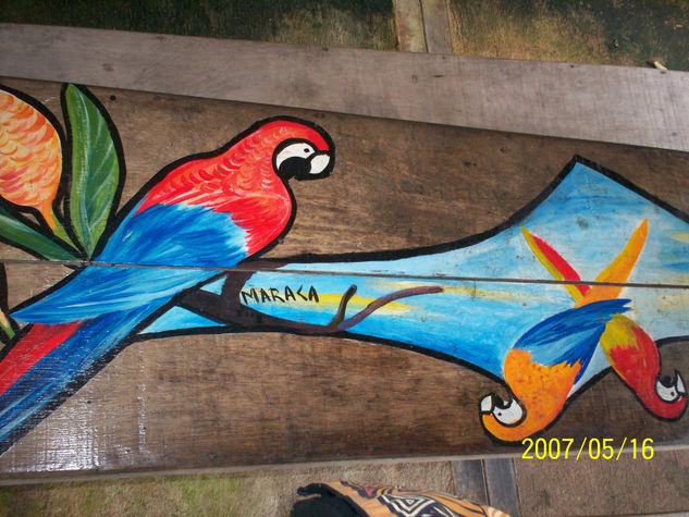 GUACAMAYAS EN RETABLO Acrylic Panel Landscaping