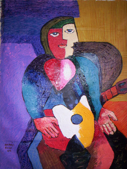 El corazòn del guitarrista es de Dios Acrylic Canvas