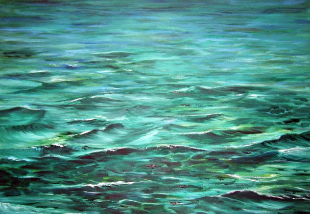 agua verde Oil Canvas Marine Painting