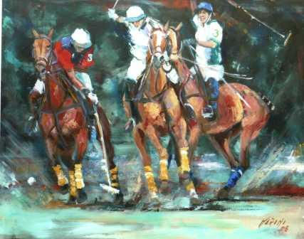 polo en accion Acrylic Canvas Sports