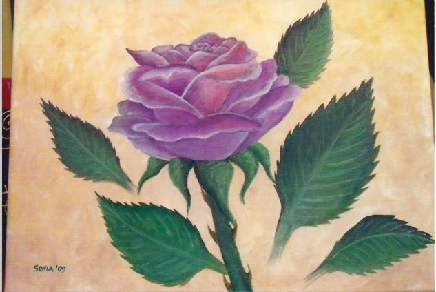 rosa morada Acrylic Canvas Floral Painting