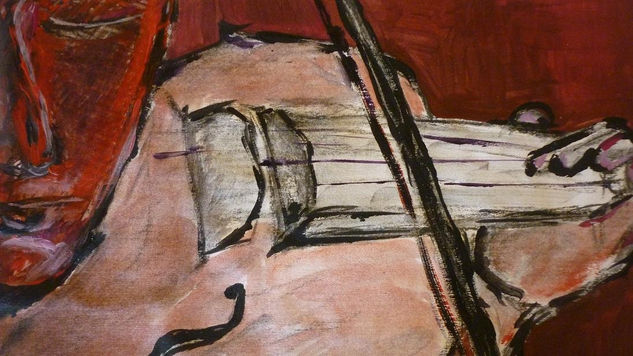 PASION POR EL VIOLIN 20X60 CM Mixed media Paper Figure Painting