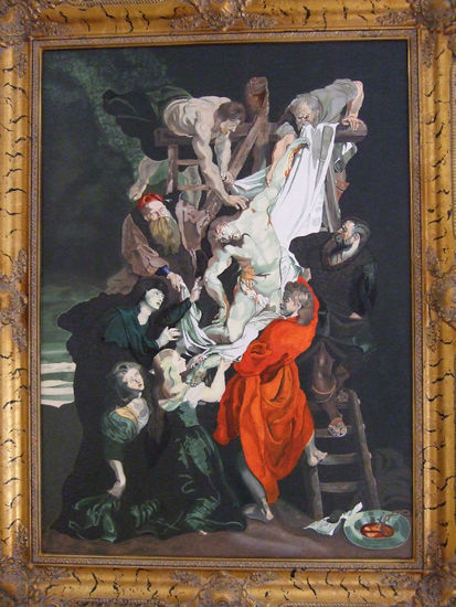 Replica por Adolfo Leon del cuadro el descendimiento de la cruz de Rubens 