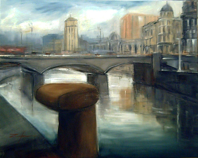 PUENTE DEL ARENAL CON EDIFICIO BARANDIARAN Oil Canvas Landscaping