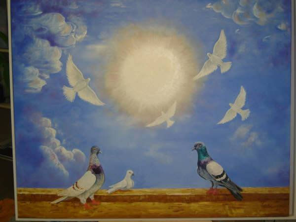 FAMILIA DE PALOMAS Oil Canvas Landscaping