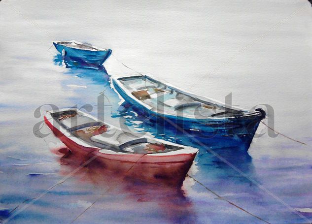 Barcas Watercolour Paper Marine Painting