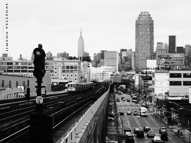 " Queens Bullevar" New York Viajes Blanco y Negro (Digital)