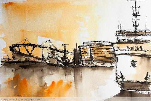 Puerta de Europa Watercolour Paper Marine Painting