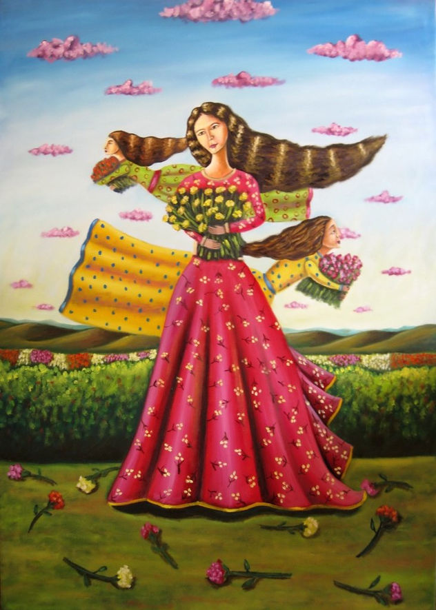 mujeres con flores