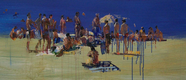 Bañistas en mar menor XI Acrylic Canvas Figure Painting