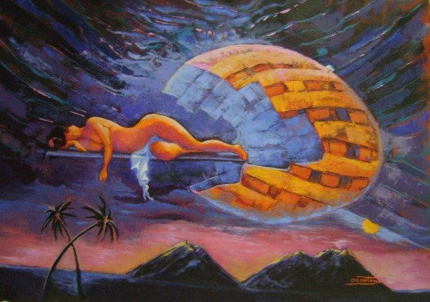 El sueño de la luna Oil Canvas Landscaping