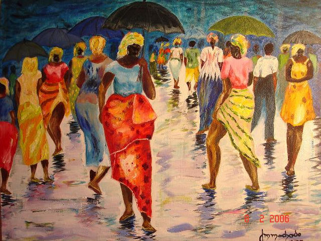 Passeio na Chuva Oil Canvas