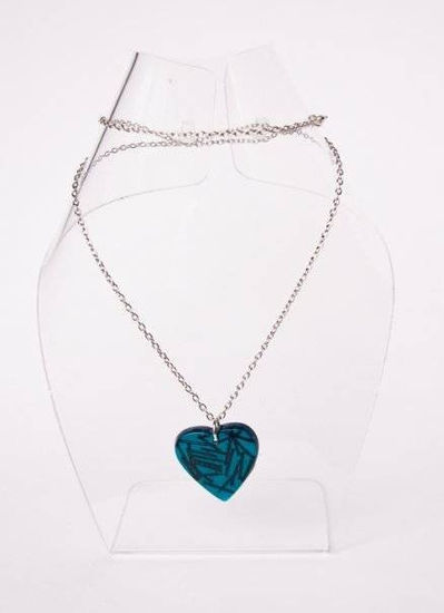 Collar Corazon total aguamarina+ pnts.+ cadena 