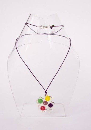 Collar Trebol+ btns colores + cordon morado 