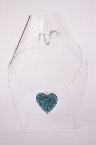 Collar Corazon total azul gris+ almbs.+ aro sencillo 