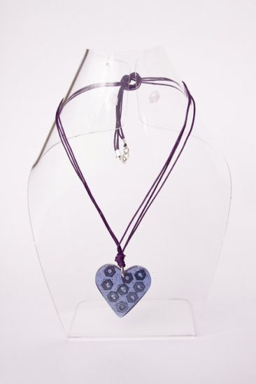 Collar Corazon total morado+ turs.+ cordon triple morado 