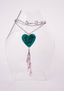 Collar Corazon total aguamarina+ almbs.+ cadena gruesa 1/2 / dijes rosa